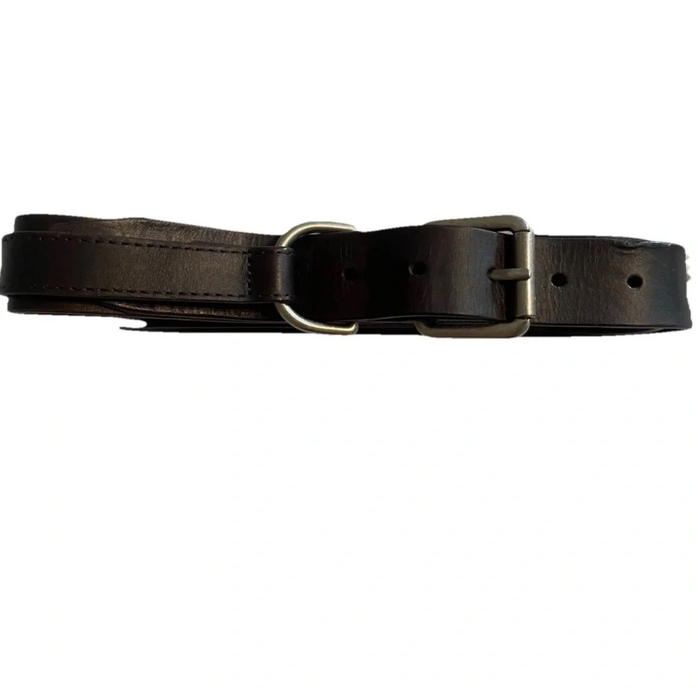 Vintage Italian Leather Double Buckle Belt Chocolate Brown Men’s Sz 38 Edgy Boho